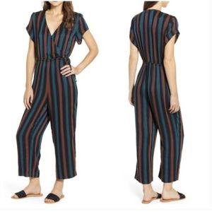 Madewell Stripe Short Sleeve Wrap Jumpsuit Womens Size 10 New with tags